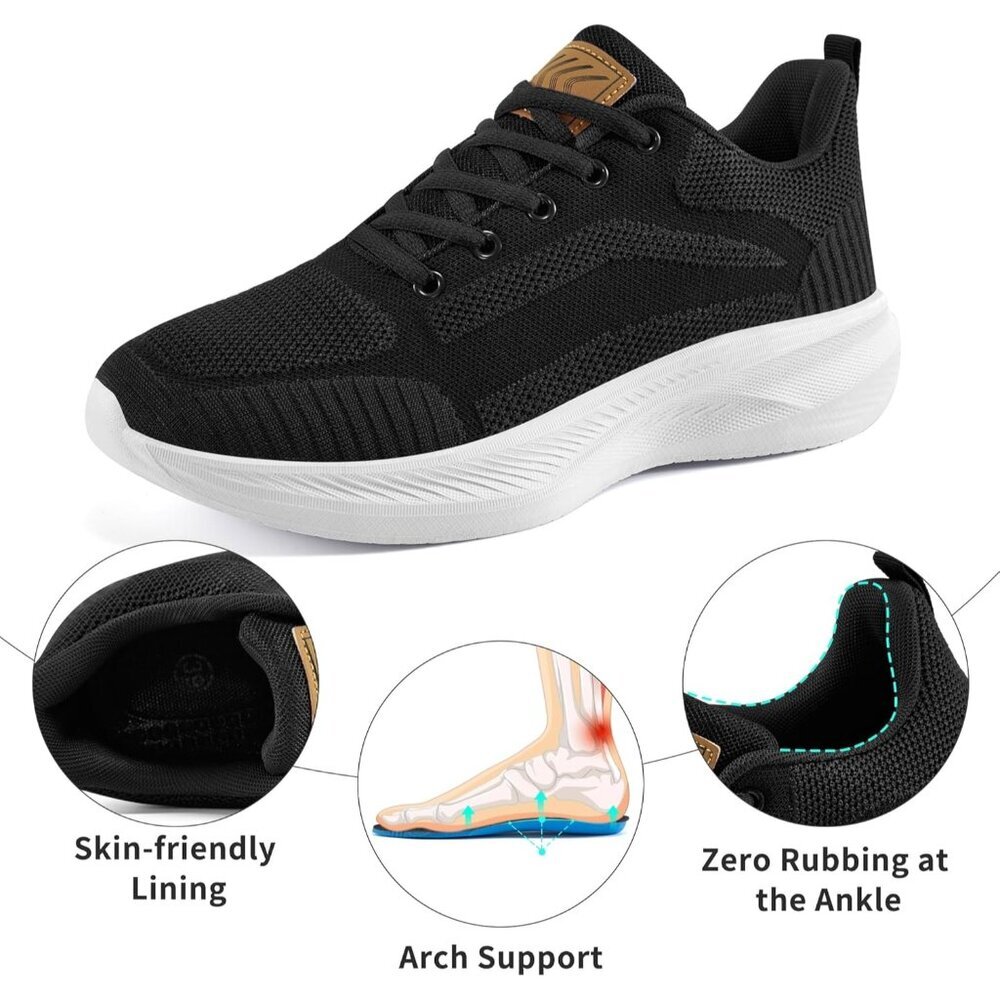 Women Sneakers Walking Comfortable Breathable Tennis Shoes Athletic Sports Black - Picture 4 of 7